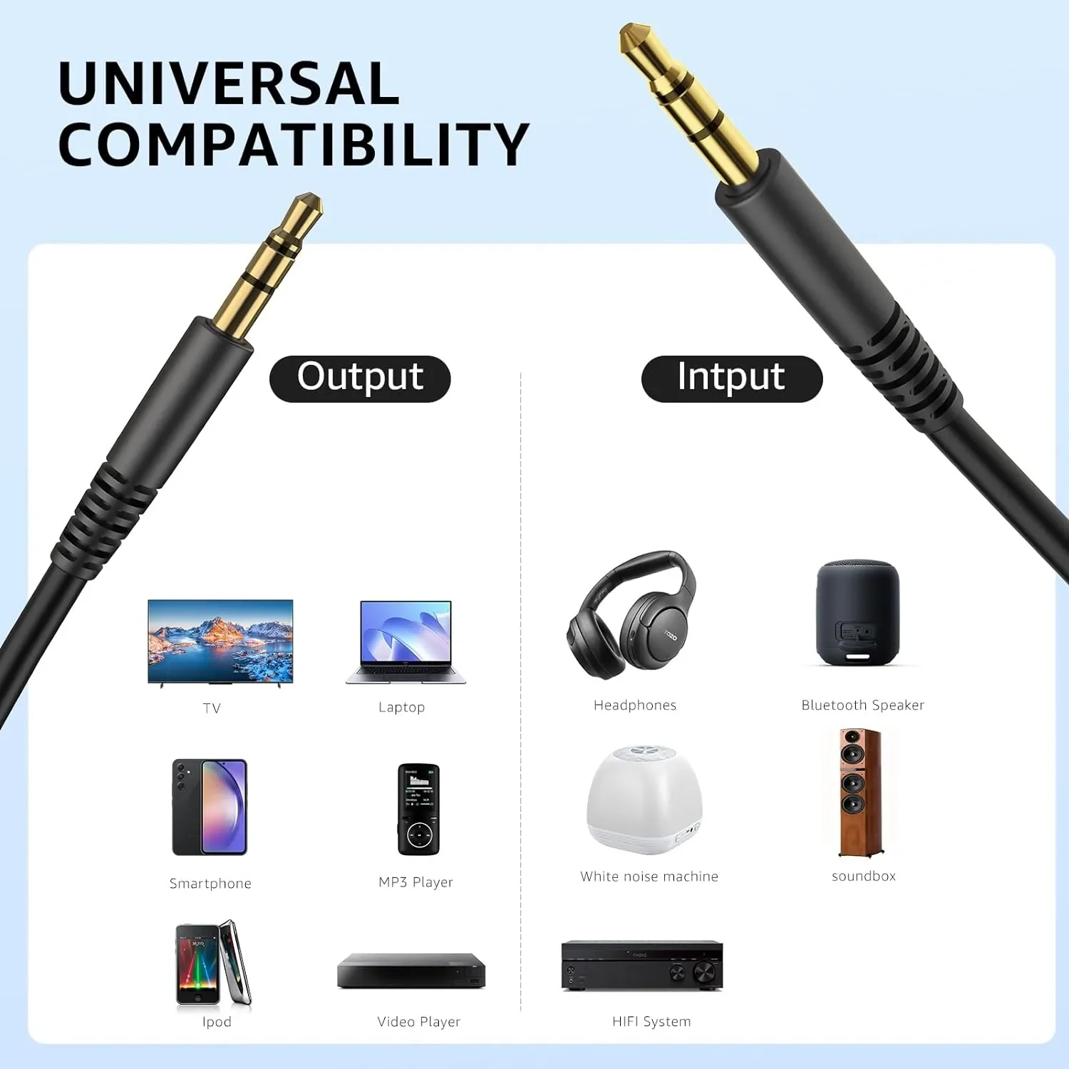 TOZO 3.5mm Audio Cable Aux Cable Compatible for Headphone Tablets - Image 3